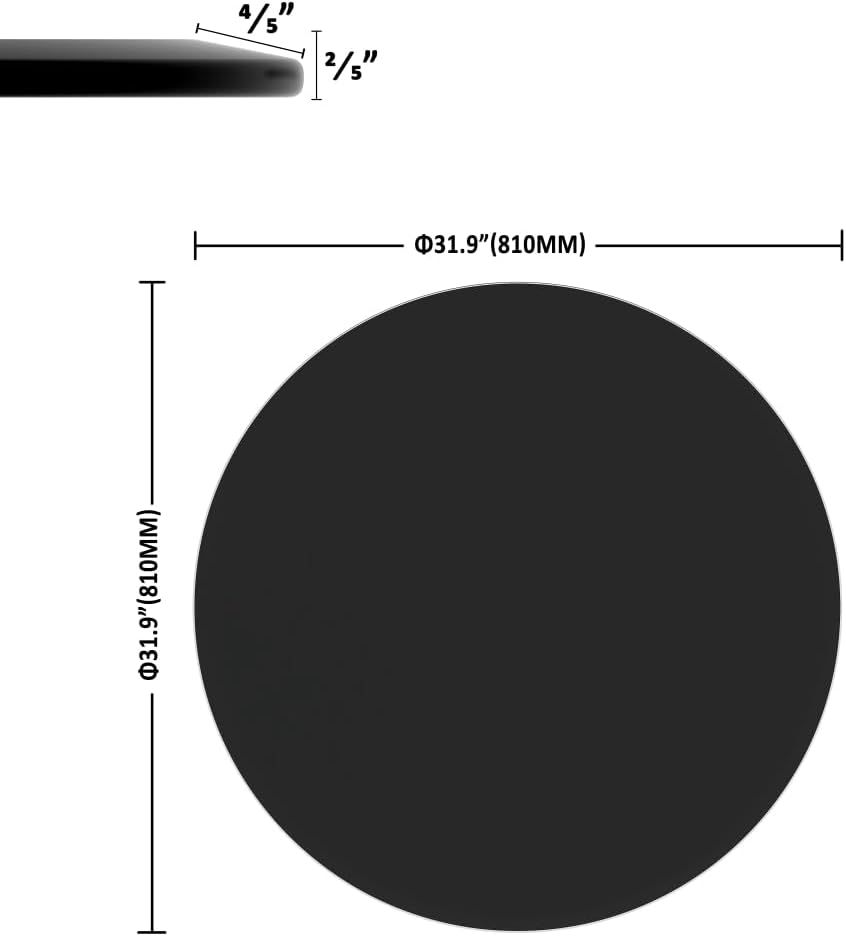 32 Inch Round Glass Table Top,Black Tempered Glass Table Surface for Outdoor and Indoor Use,2/5" Thick Beveled Polished Edge
