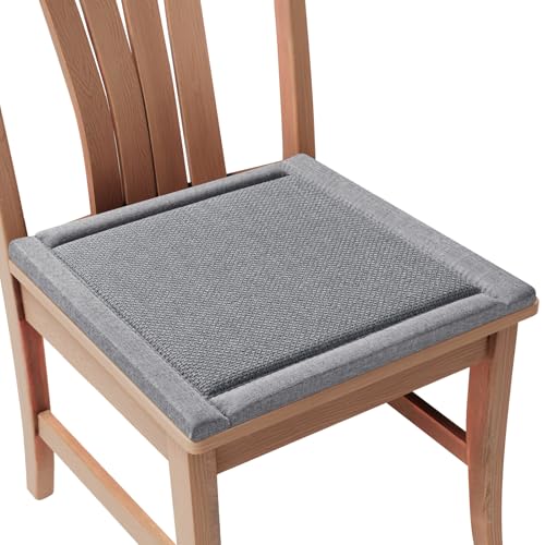 YDKGL Chair Cushions for Dining Chairs, Woven & Memory Foam Kitchen Chair Pads, Non Slip Backing Indoor Seat Cushion for Dining Room, Bar, Patio(1 Pack,Grey)