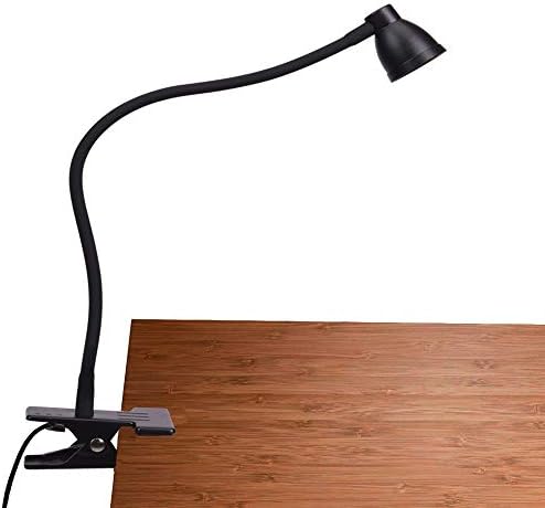 PSIVEN Clip on Light, Dimmable Clamp Desk Lamp (3000-6500K Adjustable Color Temperature, Eye Care, UL Listed AC Adapter) LED Clip Reading Light for Headboard, Bedside, Desk, Office, Workbench