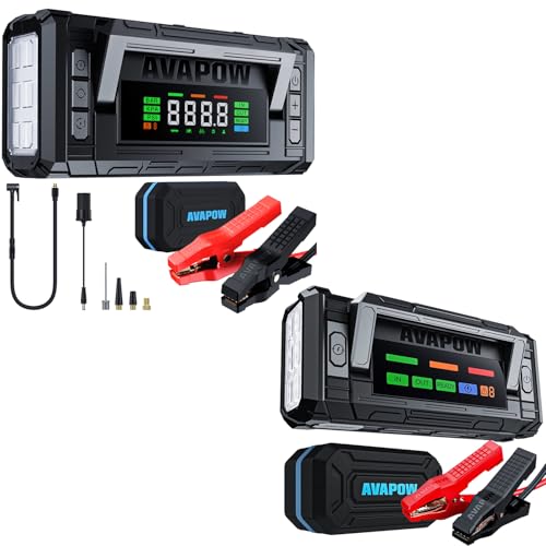 Image of AVAPOW 8000A 150PSI Jump Starter Whit Air Compressor with 4″ HD Display & AVAPOW 8000A Battery Jumper Starter Portable with 4″ HD Display PD 30W Dual-Way Fast Charging