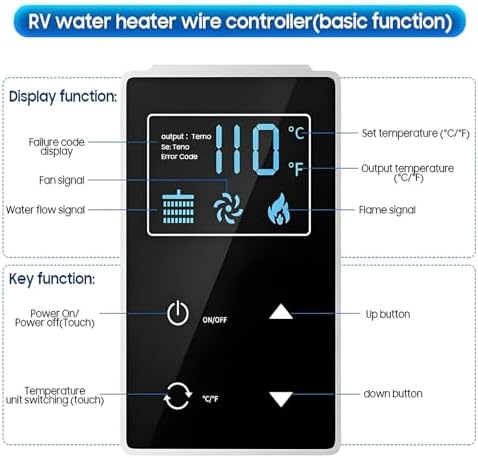 Tankless Propane RV Water Heater Replacement, 12V DC, 55,000 BTU, Digital Remote Control, Fits 15x15 Inch Door, Ideal for Campers, Vans, Off-Grid Living