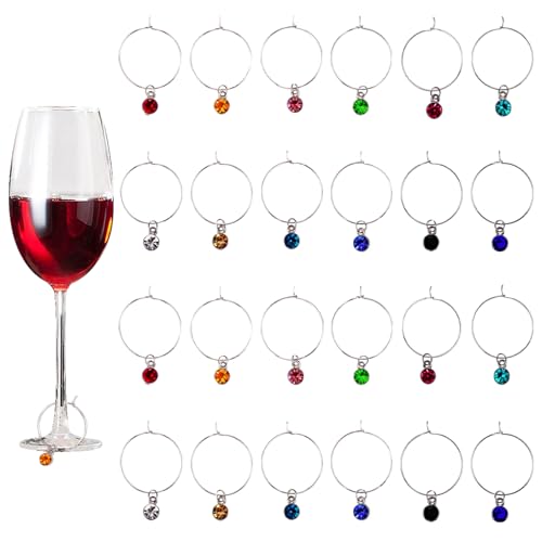 24PCS Wine Glass Charms, 24 Styles Glass Markers Wine Charms for Stem Glasses Wedding Reception Christmas Wining Tasting Party Gifts Favor Decorations Summer Beach Themed