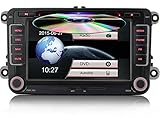 iFreGo Autoradio Bluetooth, DVD CD, GPS Navigation FM AM Radio USB SD Touchscreen Für Lenkradsteuerung,7 Farben Radio,Rückfahrkamera,Autolink,2 Din 7 Zoll Radio Für Volkswagen, Skoda und Seat