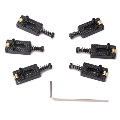 Ogdni Brass Bridge Saddles 10.5mm Roller Bridge Saddles Tremolo System Bridges Set Replacement for ST/TL Tele Strat Electric Guitar (black)