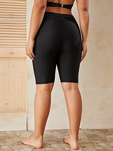 Floerns Women's Plus Size Swim Shorts High Waist Board Shorts Swimwear Black 3Xl #TOP1
