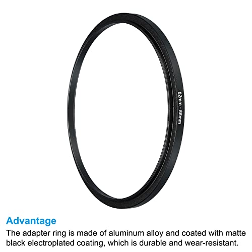 PATIKIL 82mm-86mm Metal Step Up Ring, Camera Lens Filter Adapter Ring Aluminum Filter Adapter Ring for Camera Lenses Hood Black - Image 4