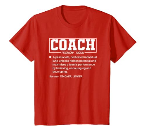 Coach Definition Funny Coach's Sports Instructor T-Shirt, Youth, Red, Small