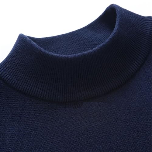 Men's Slim Fit Thickened Warm Sweater Mock Neck Long Sleeve Casual Business Knit Pullover Solid Color Fall Winter Jumper3