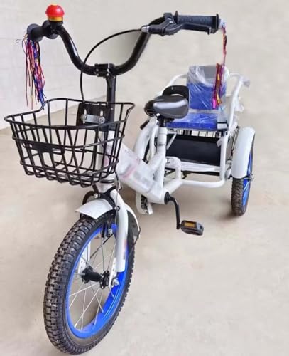LSQXSS Dreiräder mit Pedalen für Kleinkinder im Alter von 2–10 Jahren, Cruiser-Dreirad, Kettenfahrrad, Tandem-Dreiräder mit Rücksitz, Kinder-Dreiräder mit Einzelbremse, Dreiräder, Speichenräder – Bild 3