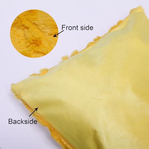 Image of TIED RIBBONS Set of 2 Soft Cushion Covers for Sofa & Bed (Mustard, 16 x 16 Inch) - Premium Decorative Throw Pillow Covers for Living Room, Bedroom & Home Decor