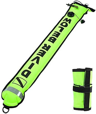 Keenso 4FT Surface Marker Buoy, Dive Flag Inflatable Surface Marker Diving Marker SMB Surface Signal Buoy for Diving Accessories
