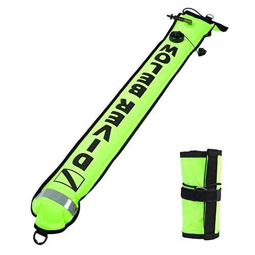 Keenso 4Ft Diving Surface Marker, Inflatable Dive Flag Surface Marker Fluorescence Yellow Smb Surface Signal Buoy For Diving Accessories #TOP27