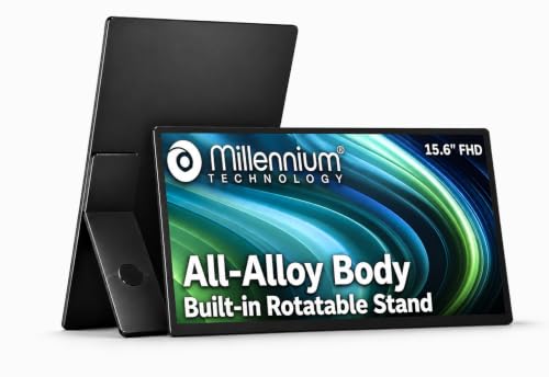 Image of 15.6 Inch FHD Portable Monitor | All Alloy Body | Ultra-Slim Foldable Screen Extender | USB Type-C & HDMI | Compatible with Laptop, PC, Mac (15.6 inch Metal) (15.6, Inches)