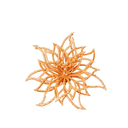 Couronne d'arbre de Noël et fleur rose ajourée dorée pour décoration de fête