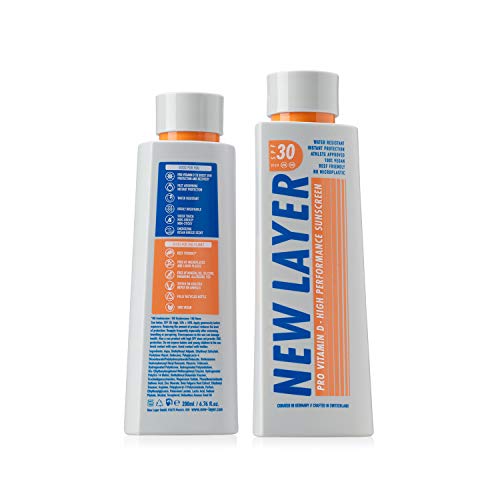 Foto von NEW LAYER Sonnencreme | LSF 30 | Pro Vitamin D | Wasserfest | Ohne Mikroplastik | Reef-friendly - schonend zu Natur und Haut | Ohne Octocrylene | Gesicht und Körper | Erwachsene und Kinder (200ml)