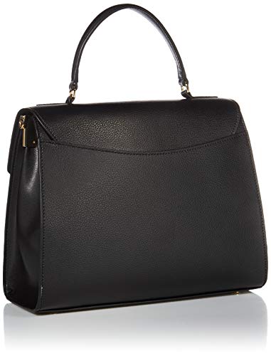 Calvin Klein Iris Hermine Leather Top Handle Satchel, Black/Gold #TOP3