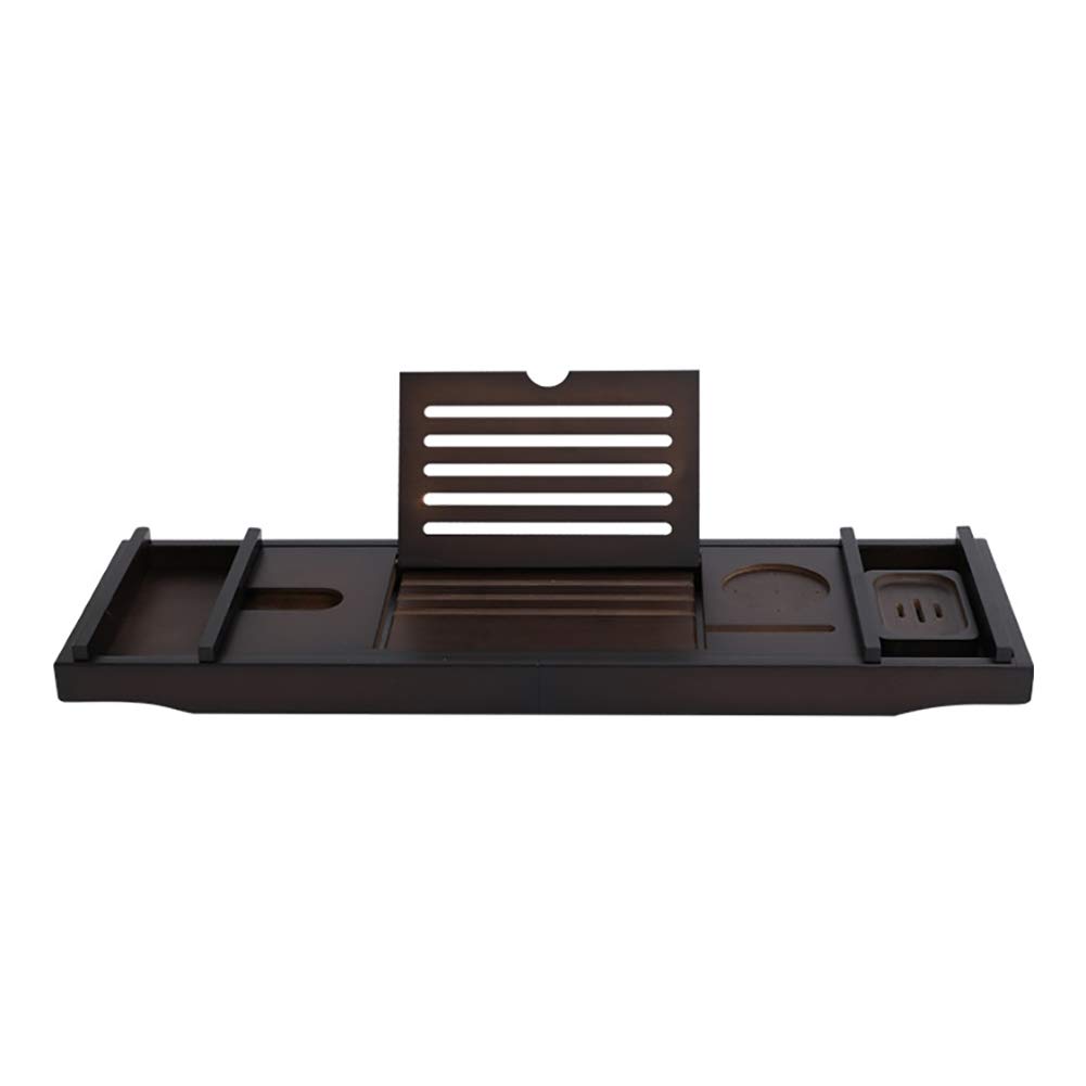 Bandeja de bambú para bañera con soporte para libros, soporte para copas de vino y ranura para iPad, color negro, accesorios de baño duraderos