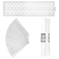 SERVIETTE DE TABLE,Or--Anneaux de serviette en dentelle Style fleur 50