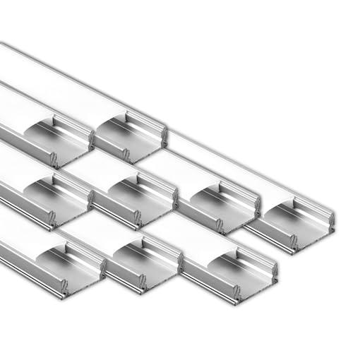 V-TAC 10x Profili per Strisce Led da 2 METRI Rettangolari in Alluminio - (20m Totali) - Copertura Opaca - Ingombro max 12,4 mm - Dimensioni 17,4 x 7 mm