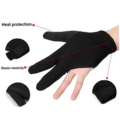 Foto von Yililay Haar Handschuhe Dye Wiederverwendbare Friseurhandschuhe Hitzeschutz-Handschuhe 3 Finger-Handschuhe für Haarstyling Curling Wand Flat Iron