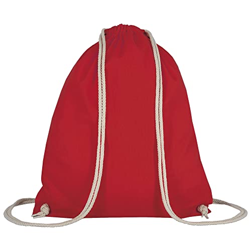 Veproli Baumwoll Turnbeutel Sportbeutel Zuziehbeutel Gymsack Sack Jute Schule Rucksack (Rot)