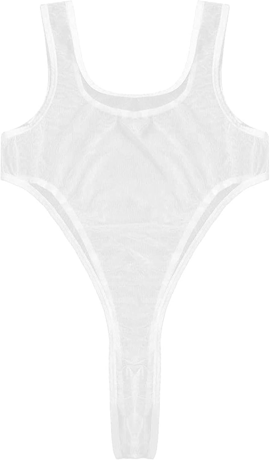 DRHOM Men's One-Piece Sheer Mesh Tank Leotard Jumpsuit U Neck Wrestling Singlet Bodysuit Underwear