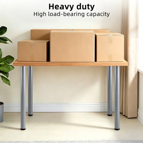Image of QLLY 28 inch Adjustable Metal Desk Legs, Heavy Duty Furniture Table Legs with 1 inch Leveling Adjustment for DIY Office Desk, Workbench, Dining Table, Set of 4 (Grey)