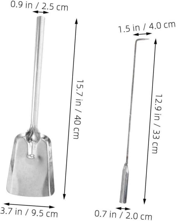MAGICLULU Fireplace Ash Shovel and Poker Set, 2 Pieces 45 Steel Silver
