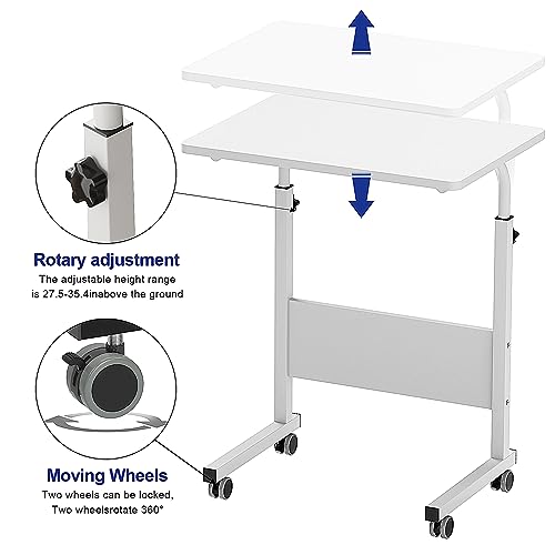 SogesHome Höhenverstellbarer Laptop-Tisch mit Rollen, Mobiler Computertisch/Beistelltisch für Sofa, Bett oder Büro, Kleiner Schreibtisch für Home-Office, Arbeiten im Sitzen & Stehen,60 x 40 x 71 cm