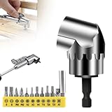 105 Degree Right Angle Drill Bit Holder, 2025 New Corner Tool Screw Hub with Multi-function Bend Screwdriver Bit, Angle Extension Bit Kit with 12 Screwdriver Bits for Household Work (Short)