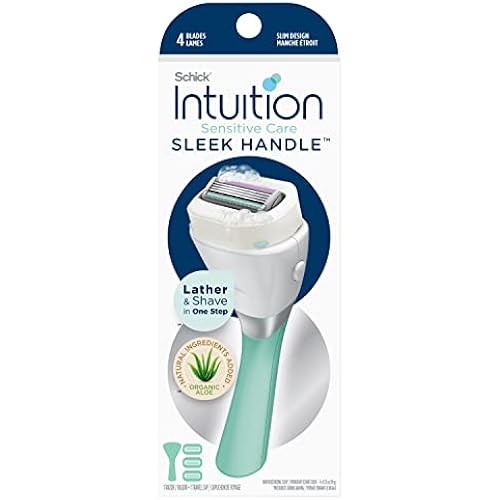 Schick Intuition Sleek Razors for Women with Sensitive Skin | 1 Razor & 3 Intuition Razor Blades Refill with Organic Aloe