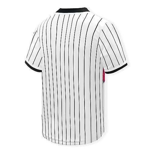 Vilojen Youth Bel Air Baseball Jersey 90s Outfit for Kids,Unisex Hip Hop Clothing for Party,Button Down Shirt Short Sleeve White(Small)