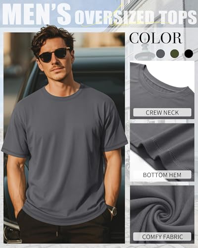Image of Neer 3 Pack Big and Tall T-Shirts for Men L-7xl Tops | Large Casual Stretch Workout Tees, Short Sleeve Crewneck Oversized Shirts, Classic Summer Outfits, Comfy Basic Loose Clothes