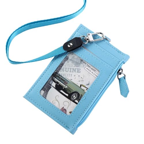 Multi Slot Minimalist PU Leather Card Holder with Lanyard, Fashionable Card Bag with Hanging Rope Zero Wallet(#6)