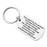 Encouragement Gifts Keychain for Men Women Teen Boy Girls Serenity Prayer Dog Tag Sobriety Addiction Recovery AA Gifts Inspirational Motivational Gifts for Him Her Keyring Birthday Religious Jewelry