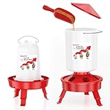 ZenxyHoC Küken-Futterstation und Bewässerungs-Set, Top-Füllung, 3 L Küken-Futterstation und 1,5 L Kükentränke mit 3 verstellbaren Beinen
