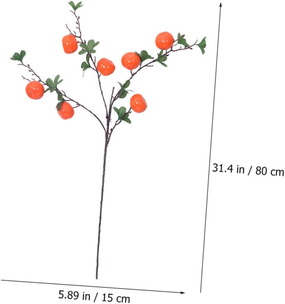 jojofuny Artificial Orange Branches 7-Head Lifelike Fruit Decor, Realistic Faux Citrus Tree for Home and Kitchen Decoration, Photo Prop for Holiday and Living Room Display