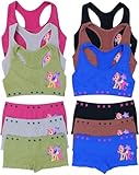 ToBeInStyle Girl's Pack of 6 Racerback Training Bras & Matching Bottoms - Starry Unicorn - Medium
