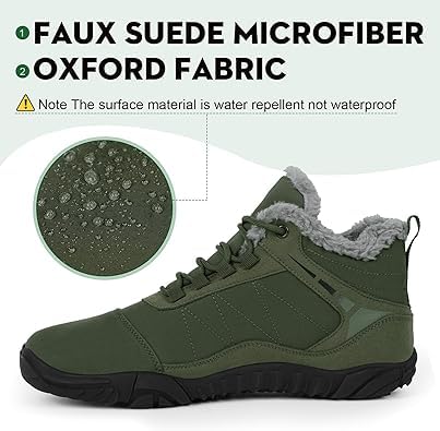 Image of Winter Footwear Barefoot Shoes Women Men Zero Drop Barefoot Hiking Boots Slip On Warm Waterproof Snow Boot Minimalist Wide Toe Ankle Booties Five Finger Hike Shoes Outdoor