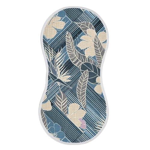 Flowers Stripes Dark Blue Burp Cloths for Babies Burp Rag Cotton Spit Up Rag for Infant Newborn Baby2