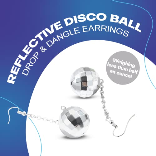 Rave Envy Disco Ball Earrings For Women - 70'S Silver Halloween Earrings Women's Costume Accessories #TOP2