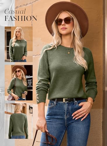 Dokotoo Womens Sweaters Casual Long Sleeve Fashion Crewneck Knit Solid Button Pullover Sweater Jumper Tops4