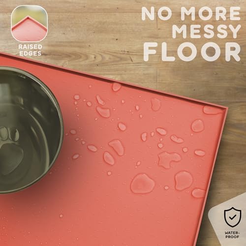 image for PetHappily Dog Food Mat - Raised Edges Dogs Mat for Food and Water Pre