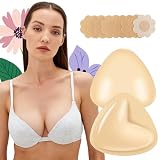 UFANDYI Sticky Bra Push Up, Double Sided Sticky Bra, Adhesive Inserts Push Up, Strapless Bikini Pads for Sports Swimsuit Beige
