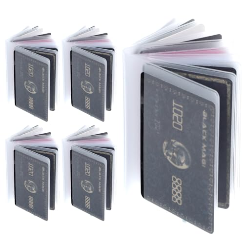AOZUO 5 Packs Plastic Wallet Insert, Clear Credit Card Holder Wallet Insert with 10 Pages Protective Sleeves Inserts ID Card Picture for Bifold or Trifold