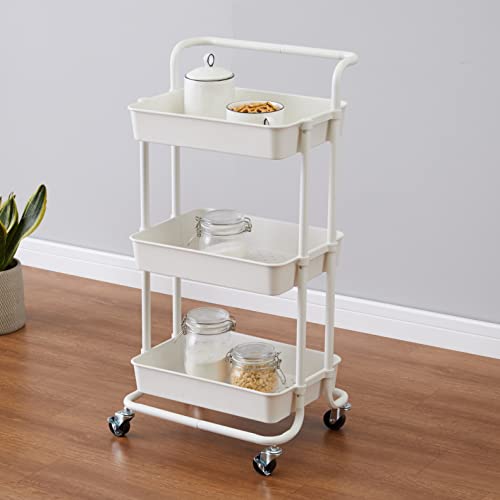 Foto von Amazon Basics Mehrzweckwagen mit Griff, 3 Etagen, Weiß