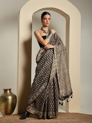 DESI VIDESI black maheshwari silk saree – image 2