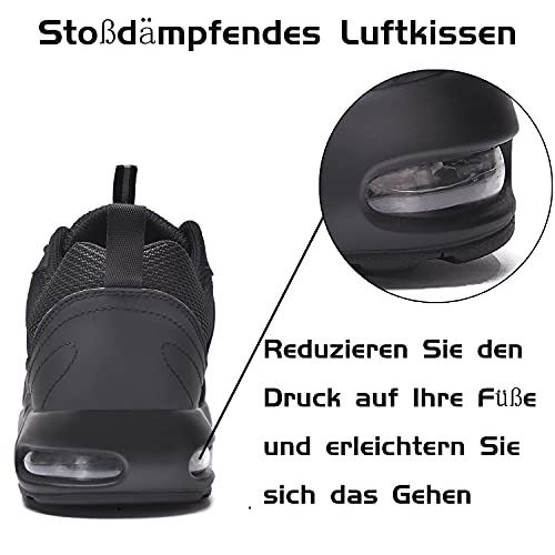 Foto von SUADEX Arbeitsschuhe Herren Damen Leicht Sportlich Sicherheitsschuhe rutschfest Atmungsaktiv mit Stahlkappe, Schwarz 42 EU