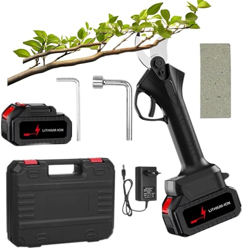 Tijeras de Podar Electricas, 25mm Tijeras de Podar con Baterías y Motor sin Escobillas, Podadora Eléctrica para Jardinería, Árboles y Viñedos