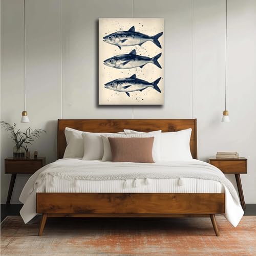 Tableau 3 Sardines impression sur toile moderne pour salon - 2